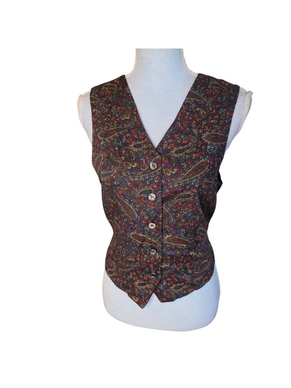 Vintage 90s Gap Brown Paisley Tapestry Vest Waistcoat M/L Cottagecore